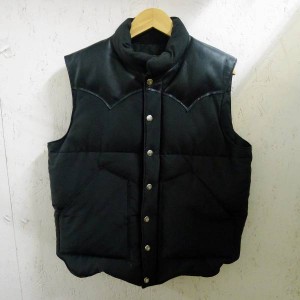 シュガーケーン ダウンベスト レザーヨーク 黒