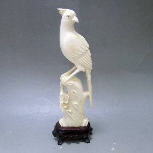 象牙 置物 鳥 鳳凰 孔雀　床飾
