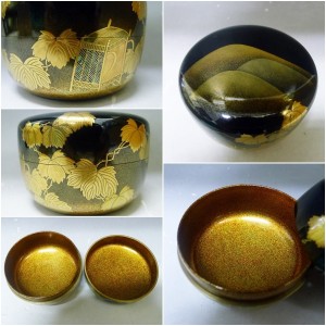 山中塗 漆器 駒沢徹造 山蔦 平棗 共箱有り 茶道具 蒔絵