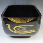 輪島塗　桜井 一良　鶴図蒔絵鉢　