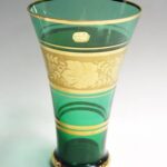 BOHEMIA　ボヘミア　グラス　金彩　Vase green グリーン　緑　花器　花瓶　花入　花生　紙箱