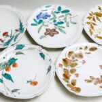 九谷焼　三浦勝雄　色絵　絵変　野草文　皿揃　銘々皿