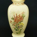 薩摩焼薩陶山色絵花図花生