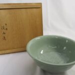 青磁彫刻 菓子鉢 加藤渓山