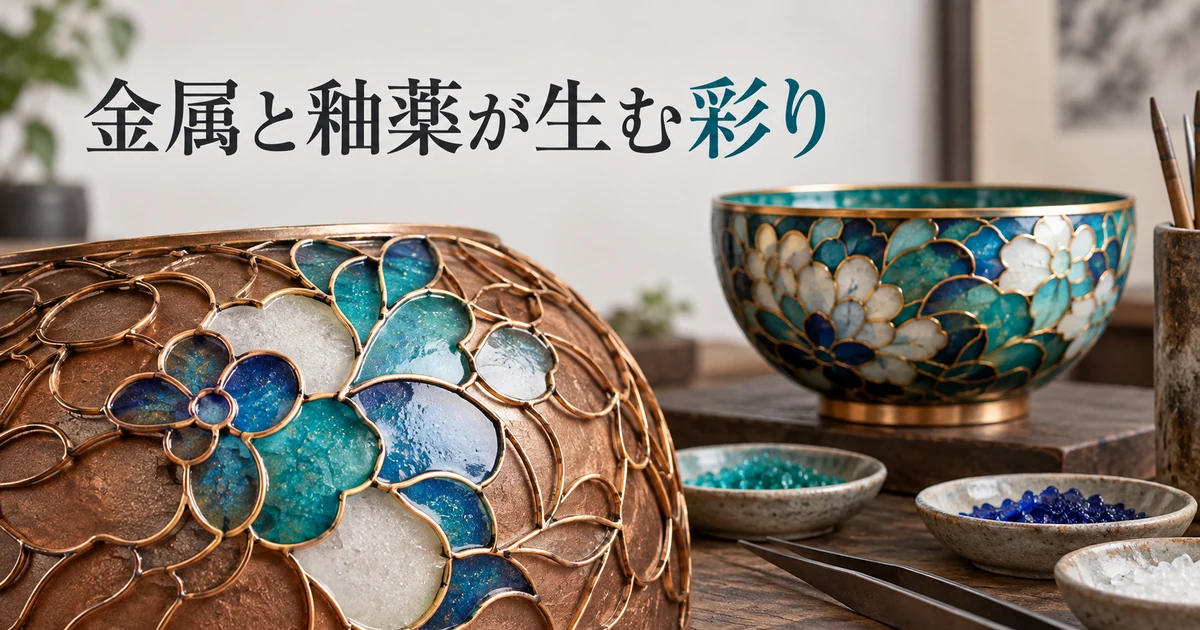 金属線と釉薬による七宝焼の彩りと制作材料
