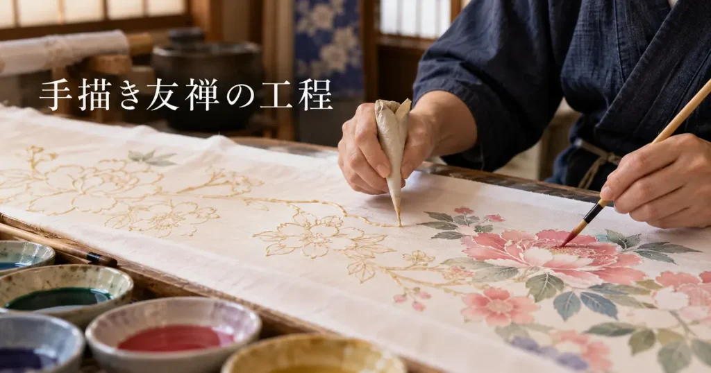 加賀友禅の手描き工程