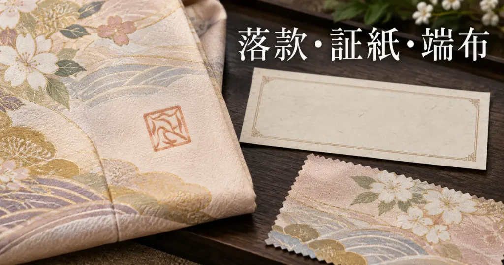 落款証紙と端布