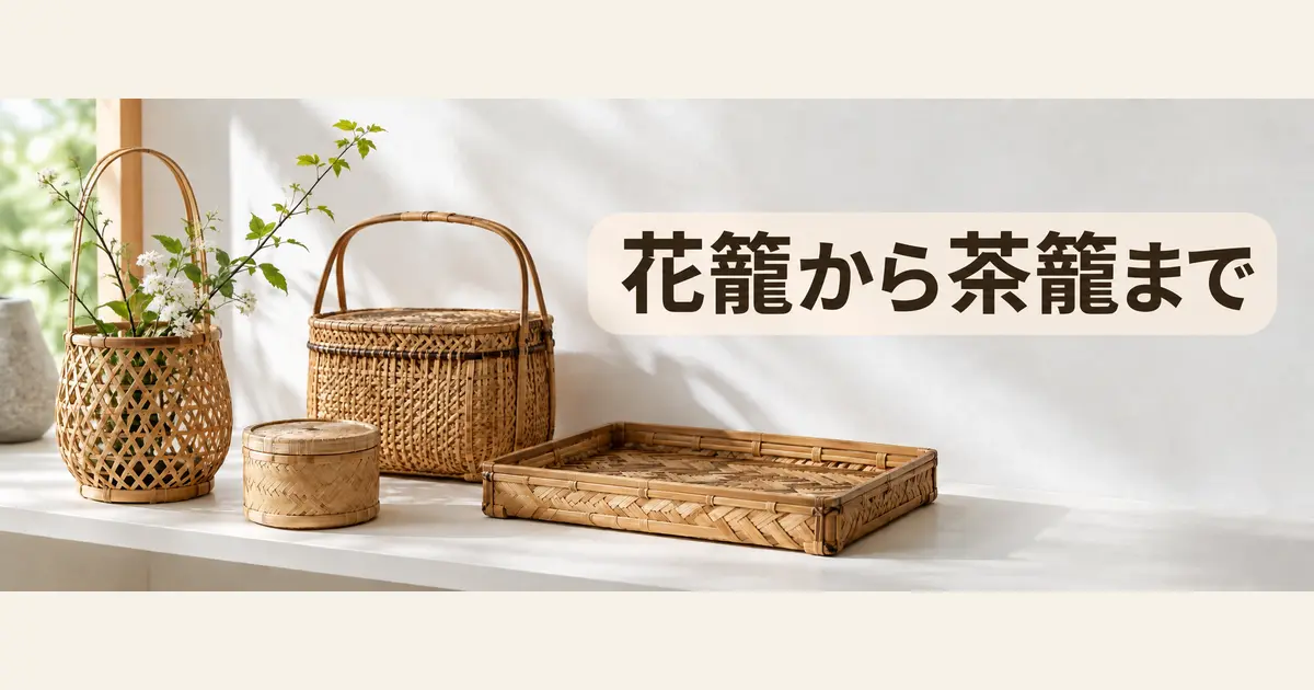 花籠・茶籠・手箱・盆など竹工芸品の種類