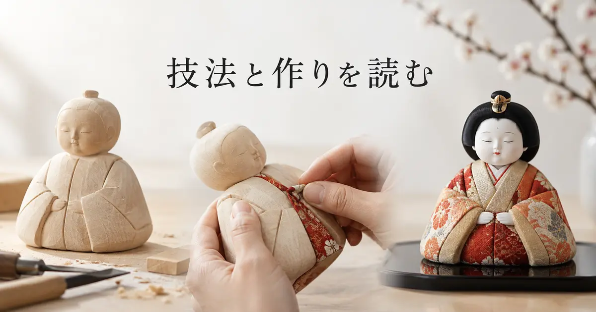 木目込人形と創作人形の技法や作者資料を確認するイメージ