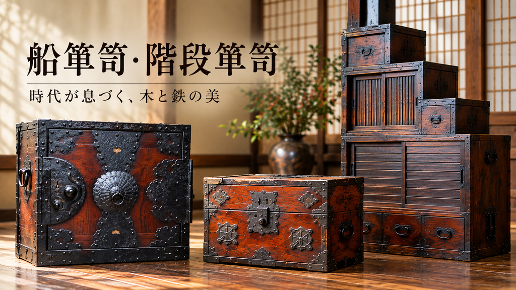 船箪笥と階段箪笥、木と鉄の美